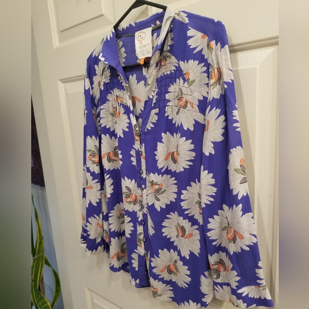 Blue Anthropologie blouse